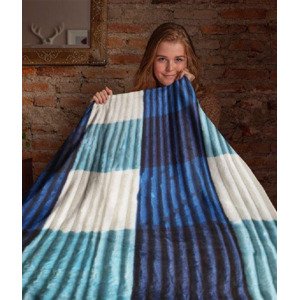 Top textil Mikroflanelová deka vlnkovaná 150x200 cm modrá/bílá