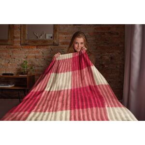 Top textil Mikroflanelová deka vlnkovaná 150x200 cm růžová/bílá