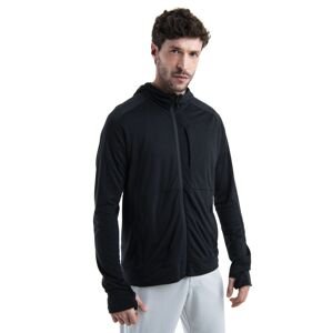 Pánská merino mikina s kapucí, zip ICEBREAKER Mens Merino 200 Realfleece™ IB X TNF LS Zip Hoodie, Black velikost: L