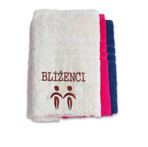 Top textil Osuška s vyšitým znamením zvěrokruhu „ Blíženci" 70x140 cm Barva: purpurová