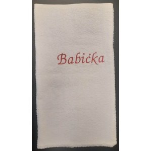 Top textil Osuška s nápisem "Babička"  - Bílá 70x120 cm