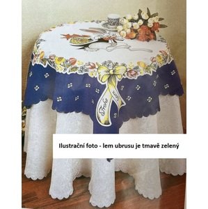Top textil Velikonoční ubrus Zajíc s košíkem 80x80cm, zelený