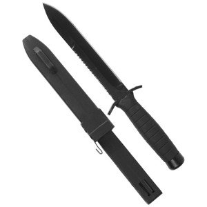 MIL-TEC® Nůž pevný s pilkou a plastovým pouzdrem Barva: Černá