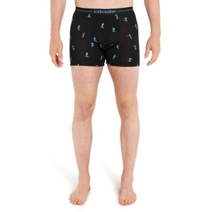 Pánské merino boxerky ICEBREAKER Mens 150 Anatomica Boxers Ski Day, Black/Aop velikost: M