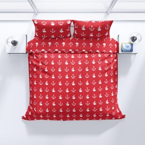 Top textil Krepové povlečení Červená kotva 140x200, 70x90 cm