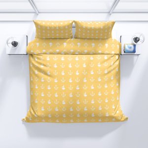 Top textil Krepové povlečení Žlutá kotva 140x200, 70x90 cm