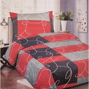 Top textil Bavlněné povlečení Červené čtverce - šedé