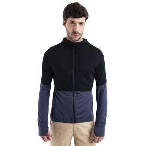 Pánská merino mikina ICEBREAKER Mens 200 Realfleece Descender LS Zip H, Black/Graphite velikost: XL