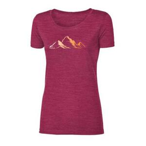 PROGRESS VINKA "MOUNTAINS" women's merino T-shirt XL vínový melír