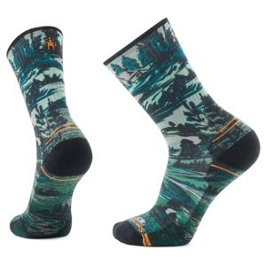 Smartwool HIKE LIGHT CUSHION CAMPGROUND PRINT CREW winter moss Velikost: XL unisex ponožky