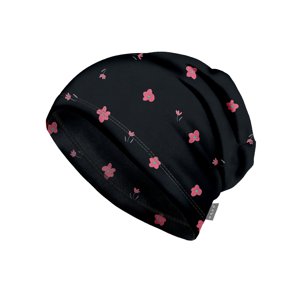 Unuo Unuo, Dětská čepice fleecová Homeless, Černá, Květiny Velikost: S (45-48 cm)