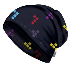 Unuo Unuo, Dětská čepice fleecová Homeless, Černá, Kostičky Velikost: M (49-52 cm)