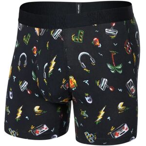 Saxx DROPTEMP COOLING COTTON BOXER BRIEF FLY gamer's paradise-black Velikost: XL pánské boxerky