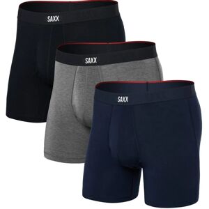 Saxx VIBE XTRA BOXER BRIEF FLY 3PK black/dk grey hthr/navy Velikost: L pánské boxerky