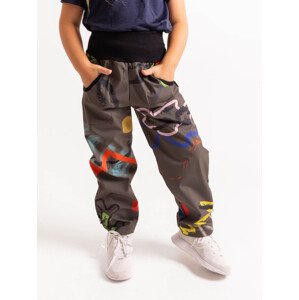 Unuo Unuo, Dětské softshellové kalhoty s fleecem Basic, Khaki, Fantazie Velikost: 104/110