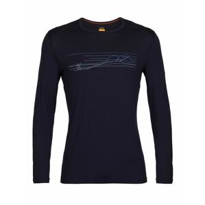 pánské triko dlouhý rukáv ICEBREAKER Mens 200 Oasis LS Crewe Ski Stripes, Midnight Navy velikost: M