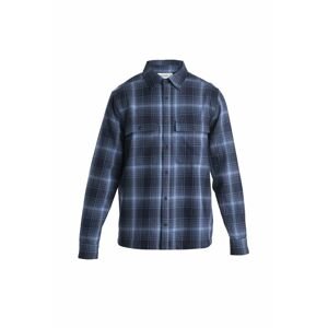 ICEBREAKER Mens Dawnder LS Flannel Shirt Plaid, Midnight Navy/Kyanite velikost: L