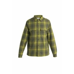 ICEBREAKER Mens Dawnder LS Flannel Shirt Plaid, Loden/Bio Lime velikost: L
