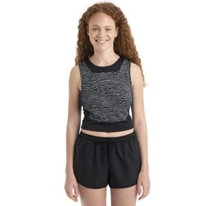 Dámské merino tílko s podprsenkou ICEBREAKER Wmns Merino 125 ZoneKnit Cropped BraTankTopo, Black/Snow/Aop velikost: M