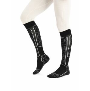 Pánské merino ponožky ICEBREAKER Mens Ski+ Medium OTC Alpine Geo, Black/Snow velikost: 39-41,5 (S)