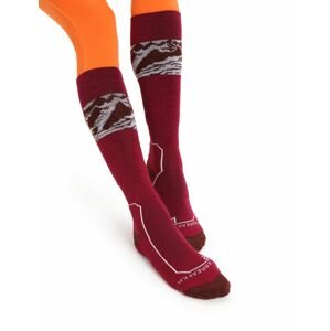 Dámské ponožky ICEBREAKER Wmns Ski+ Light OTC Alps 3D, Cherry/Espresso/Snow velikost: L