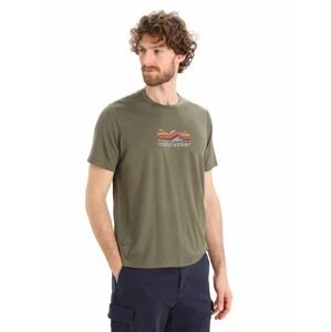 Pánské triko krátký rukáv ICEBREAKER Mens Tech Lite II SS Tee Mountain Geology, Loden velikost: XL