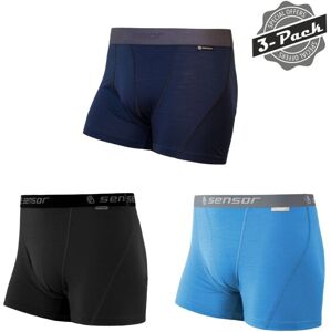 SENSOR MERINO ACTIVE 3-PACK pánské trenky černá/modrá/deep blue Velikost: XXL spodní prádlo
