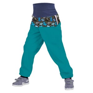 Unuo Batolecí softshellové kalhoty s fleecem, Smaragdová, Pejsci Velikost: 86/92 SLIM dětské kalhoty