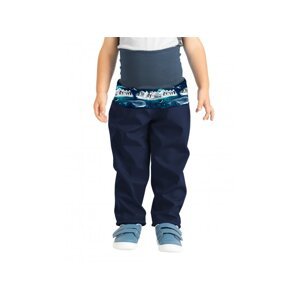 Unuo, Batolecí softshellové kalhoty s fleecem Basic, Tm. Modročerná, Tučňáci Velikost: 86/92