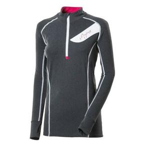 PROGRESS FALCONIA dámský sportovní pulovr se zipem S tm.šedý melír/růžová, Tmavě, šedá