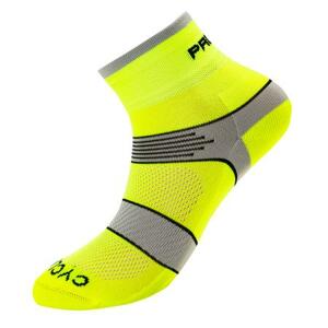 PROGRESS CYCLING SOX cyklistické ponožky 35-38 reflexní žlutá/šedá, 3-5