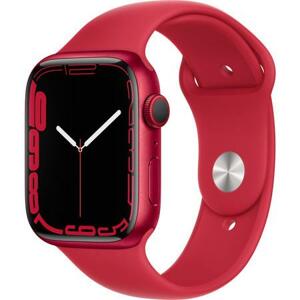 Apple Watch Series 7 45mm červený hliník s červeným sportovním řemínkem