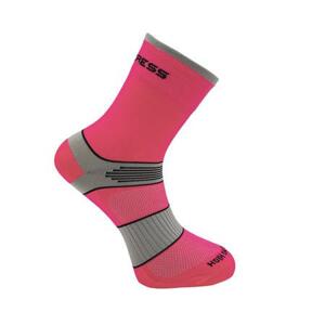 PROGRESS CYCLING HIGH SOX cyklistické ponožky 39-42 neon růžová/šedá