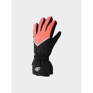 4F Dívčí zimní rukavice black XL, Černá