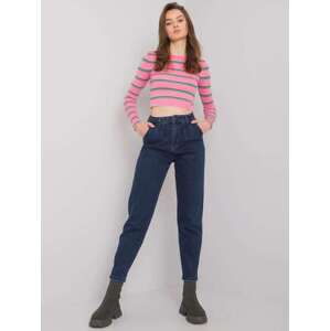 Fashionhunters Tmavě modré džíny Levante s vysokým pasem mom jeans Velikost: 30
