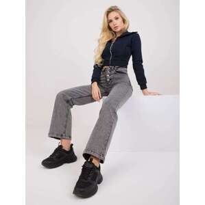 Fashionhunters Seville tmavě šedé džíny s vysokým pasem Velikost: 26