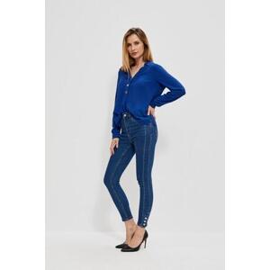 MOODO Skinny džíny s ozdobnými knoflíky - str, Modrá