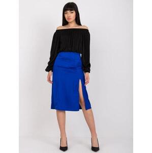 Fashionhunters Kobaltová tužková sukně s vysokým pasem RUE PARIS Velikost: L