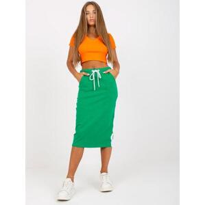 Fashionhunters Základní zelená mikina midi sukně se zavazováním RUE PARIS Velikost: S