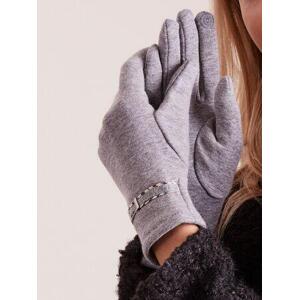 Fashionhunters Dámské rukavice s přezkou, šedé L / XL