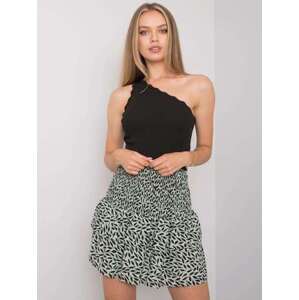 Fashionhunters Zelenočerná vzorovaná sukně Onyx RUE PARIS velikost: S