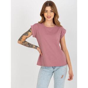Fashionhunters Dámské basic tričko s kulatým výstřihem - růžové Velikost: M