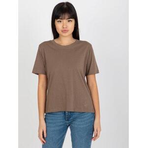 Fashionhunters MAYFLIES hnědé dámské jednobarevné bavlněné tričko Velikost: S