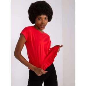 Fashionhunters Červené dámské tričko s volánem od Hierro MAYFLIES Velikost: L.