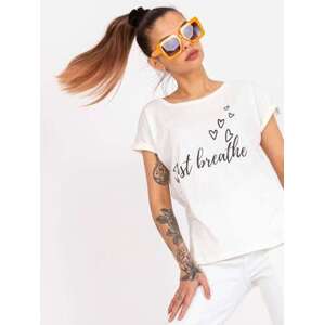 Fashionhunters Ecru dámské tričko s nápisem Pola MAYFLIES Velikost: L.