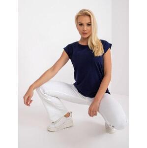 Fashionhunters Námořnické modré dámské bavlněné tričko Revolution velikost: XS