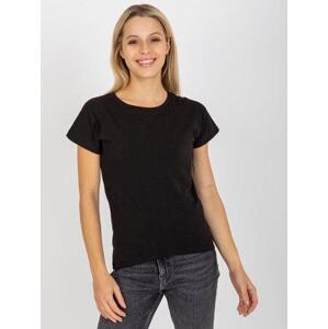 Fashionhunters Černé bavlněné dámské basic tričko.Velikost: XL
