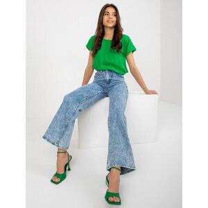 Fashionhunters Modré široké džíny s vysokým pasem Velikost: L