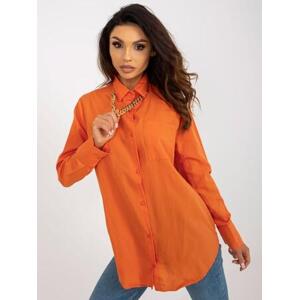 Fashionhunters Oranžová oversized košile s knoflíky Velikost: S