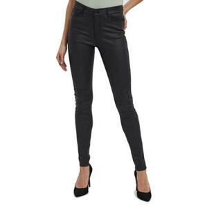 Vero Moda Dámské kalhoty VMSEVEN Slim Fit 10138972 Black COATED L/30